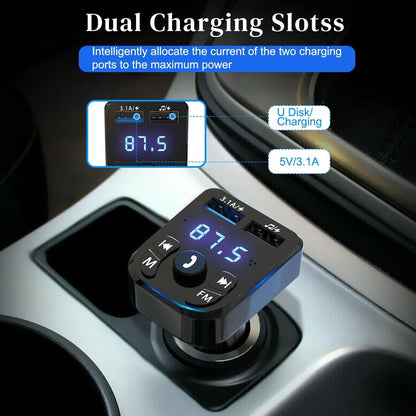 Wireless Car Bluetooth FM Transmitter MP3 Audio USB Charger Adapter Handsfree