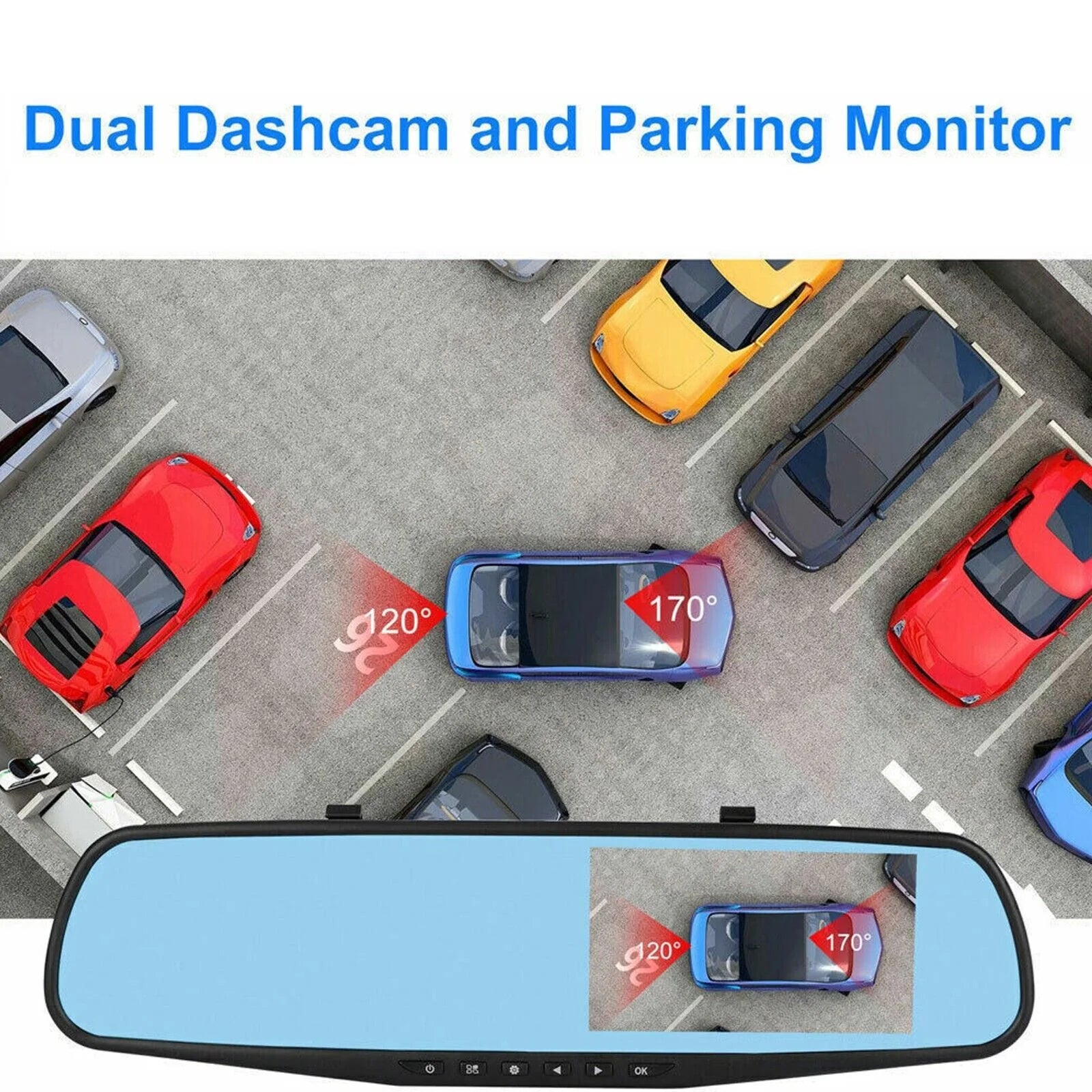 1080P HD Rearview Mirror Car DVR Dual Dash Cam Camera Front Rear Video Recorder