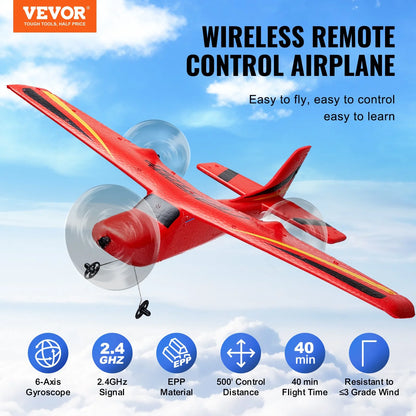 VEVOR RC Airplane EPP Foam RC Plane Toy with 2.4 Ghz Remote Control 2 Batteries