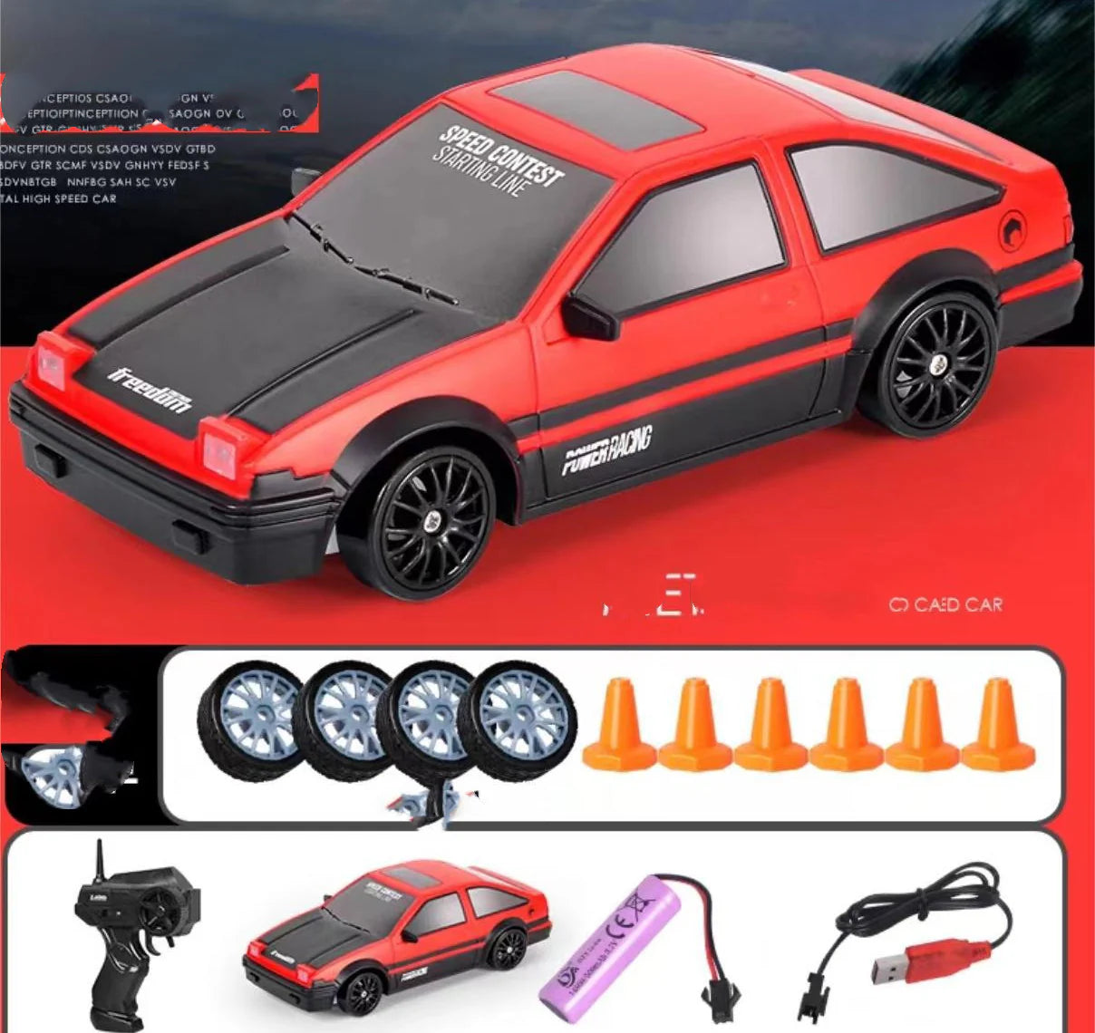 2.4G Drift Rc Car 4WD RC Drift Car Toy Remote Control GTR Model AE86 Vehicle Car RC Racing Car Toy for Children Christmas Gifts